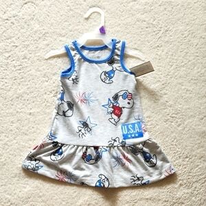 New Peanuts Snoopy Toddler Girl Americana Sleeveless Dress Sizes 12 months